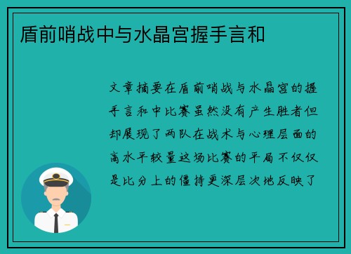 盾前哨战中与水晶宫握手言和